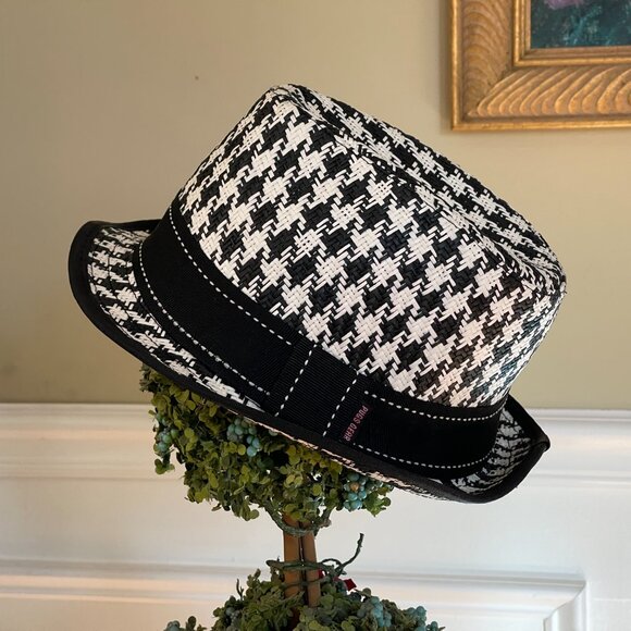 Pugs Gear Black and white Houndstooth Straw Hat - Picture 12 of 15